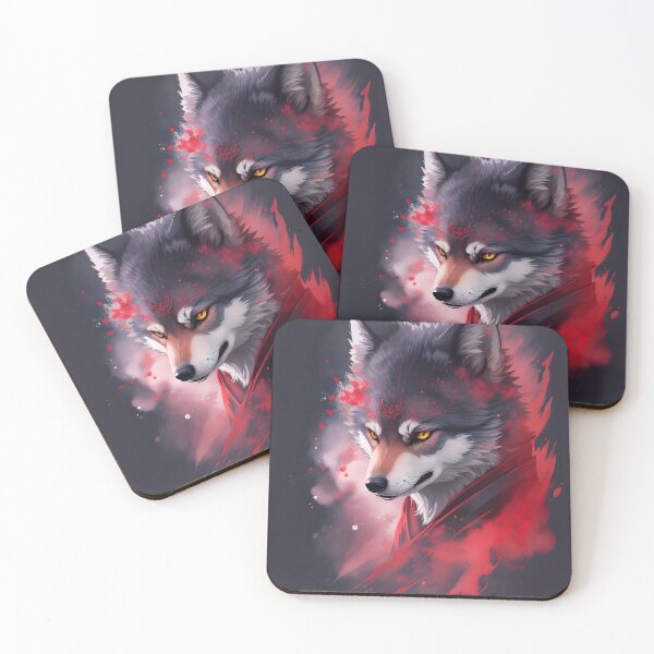 Item preview, Watercolor Wolf Illustration – Red Smoke Fantasy Animal Art designed and sold by CRAWO.