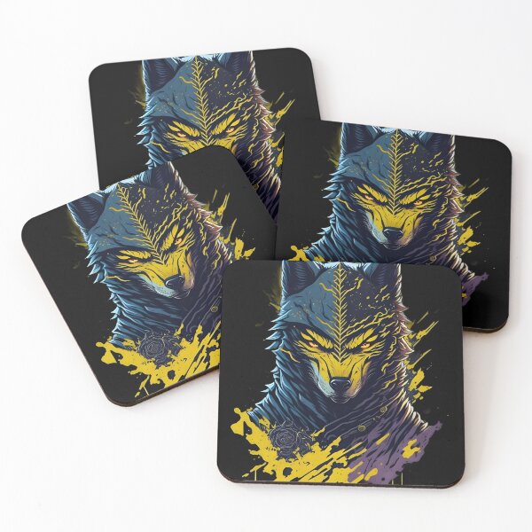 Item preview, Evil Yellow Wolf – Dark Fantasy Wolf Illustration with Glowing Eyes designed and sold by CRAWO.