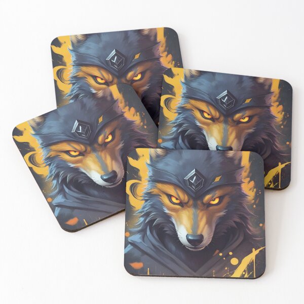 Item preview, Dark Yellow Wolf – Evil Wolf Illustration with Glowing Eyes designed and sold by CRAWO.