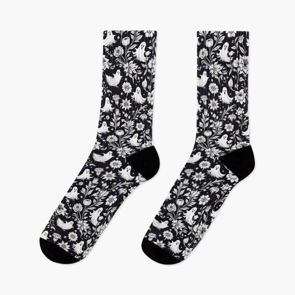 Item preview, Halloween Black & White Ghosts Floral designed and sold by CarrollGene.