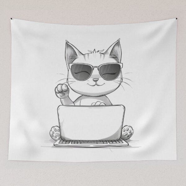 Item preview, “Cool Hacker Cat” designed and sold by AlexLineArt.