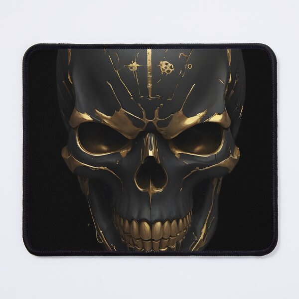 Item preview, Black and Gold Skull – Dark Gothic Skull Illustration designed and sold by CRAWO.