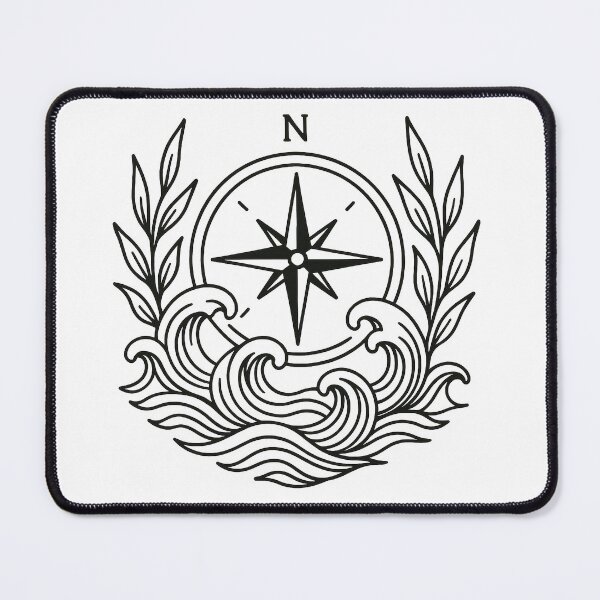 Item preview, Compass with Ocean Waves designed and sold by hhavoc.