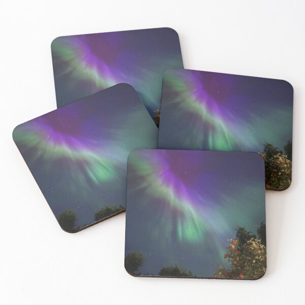 Item preview, Green and pink Northern Lights under trees  designed and sold by creativevandal.