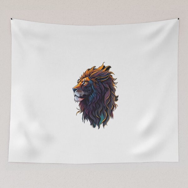 Item preview, Colorful Lion Head – Majestic King of the Jungle Illustration designed and sold by CRAWO.