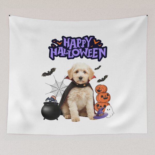 Item preview, Cute Cream Labradoodle Dracula Halloween Design | Happy Halloween Dog Art designed and sold by Fredster1966.