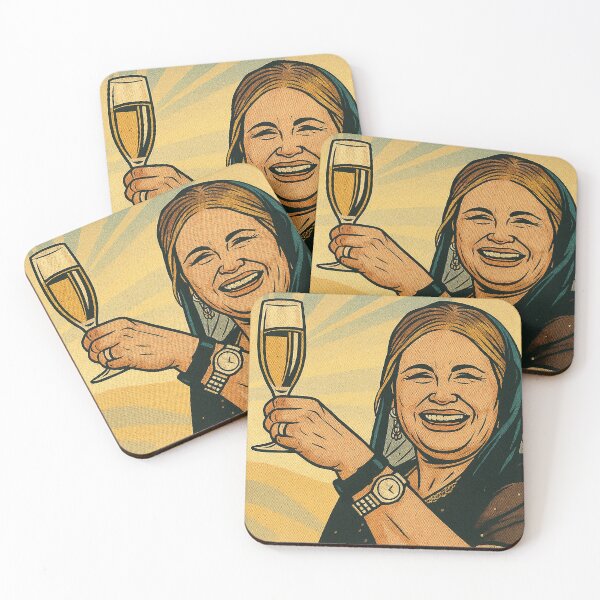 Item preview, Tanya Mcquoid (Jennifer Coolidge) in The White Lotus making a toast designed and sold by PopCultureAndStuff.