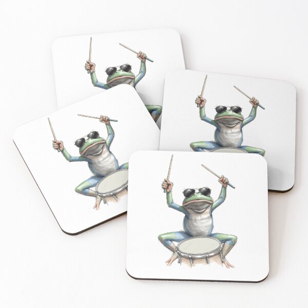 Item preview, Cool Tree Frog Playing Drums designed and sold by Rhythm Thru Art .