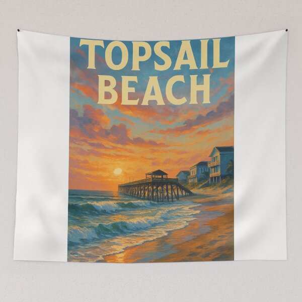 Item preview,  Sunset at Topsail Beach Pier, North Carolina Coast designed and sold by Places On Earth.