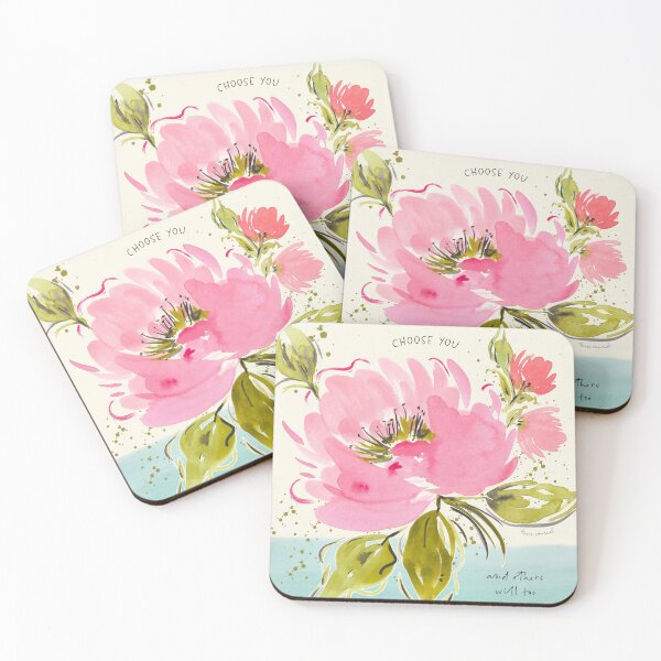 Item preview, Loose Watercolor Florals - Hand Painted Floral - Pink and Blue "Choose You" quote by Terri Conrad designed and sold by Terri Conrad.