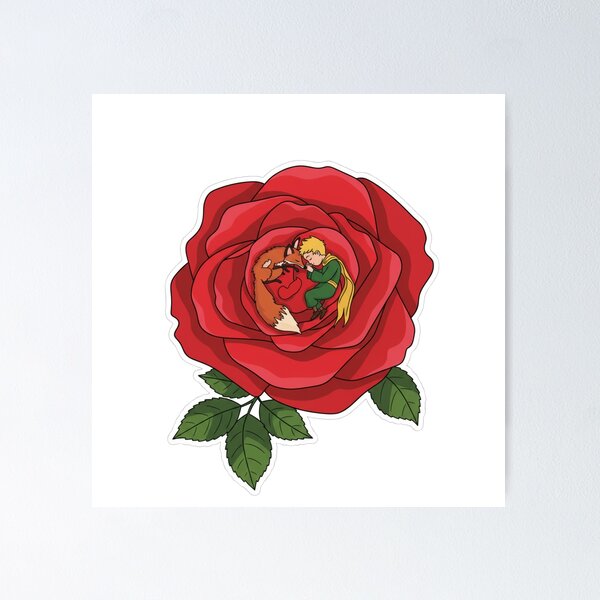 Item preview, Little Prince and Fox in Rose Sticker designed and sold by TinaDu-.