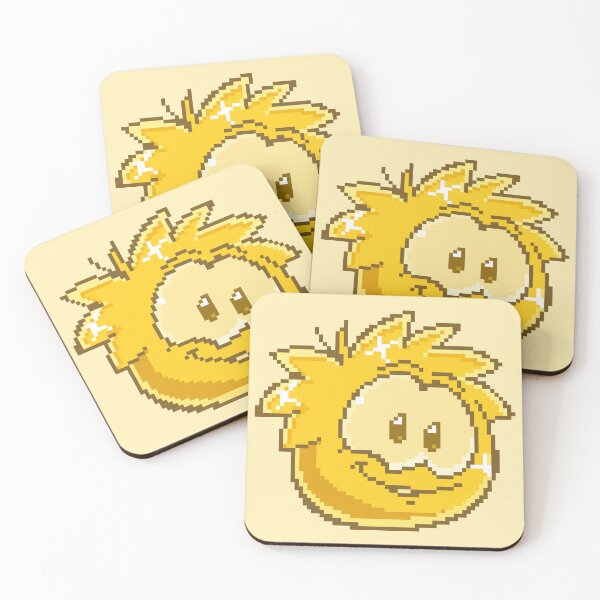 Item preview, pixel art gold puffle designed and sold by DeltheDork.