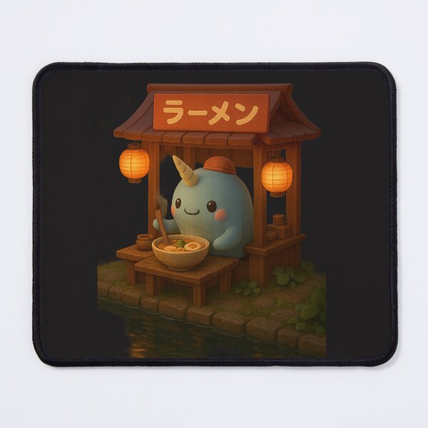 Item preview, Cute Ramen Narwhal Whale Night Market Food Stall - Kawaii Japanese Cottagecore Art designed and sold by Moons Studio.