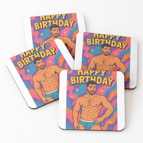 Artikelvorschau, Flirty Gay Birthday mit psychedelischem Regenbogen-Hintergrund entworfen und verkauft von Aryabek.