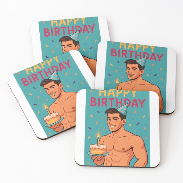 Item preview, Handsome Gay Birthday Guy with Party Hat and Cake designed and sold by Aryabek.