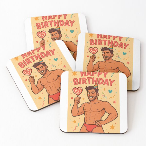 Item preview, Gay Birthday Guy with Party Hat and Heart Lollipop designed and sold by Aryabek.