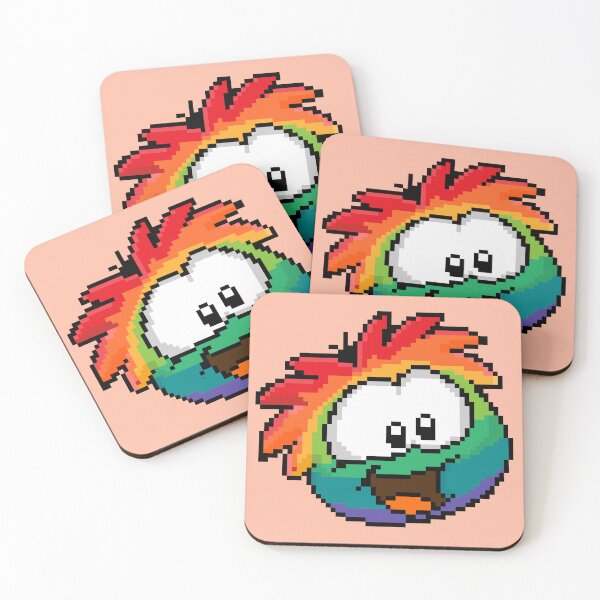 Item preview, pixel art rainbow puffle designed and sold by DeltheDork.