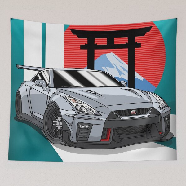 Artikelvorschau, GTR R35 JDM – Japanisches Torii-Tor Fuji Sun Car Illustration entworfen und verkauft von JDM Guyvit.