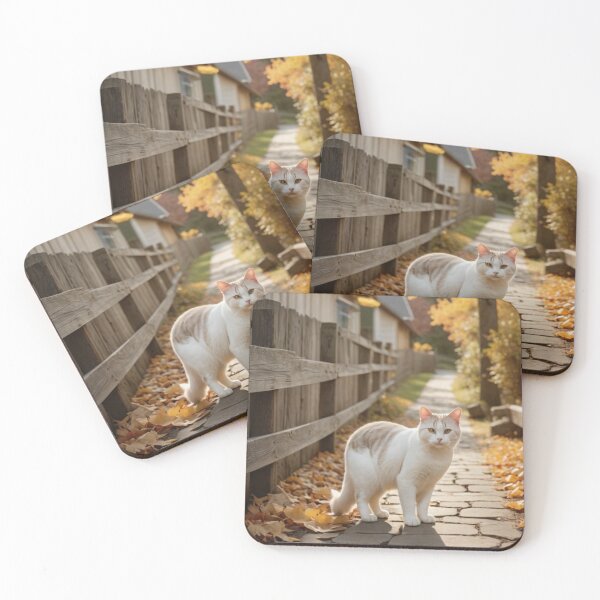 Item preview, Autumn Pathway with Curious Cat – Cozy Fall Stroll in Golden Light designed and sold by Jade Ado.