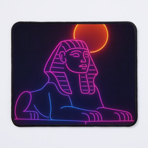 Item preview, Neon Great Sphinx of Giza with Glowing Sun | Futuristic Ancient Egypt Art designed and sold by Queen Cleopatra.