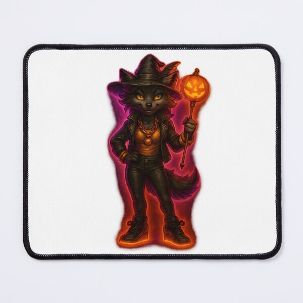 Item preview, Wolf Witch with Pumpkin Staff designed and sold by FunnySignalStudio.