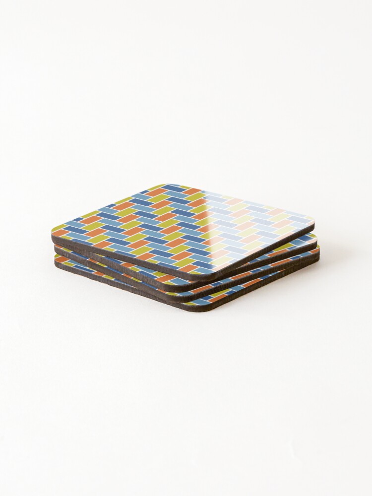 Thumbnail 4 of 5, Coasters (Set of 4), Colorful Tile Pattern Variant designed and sold by PropRocket.