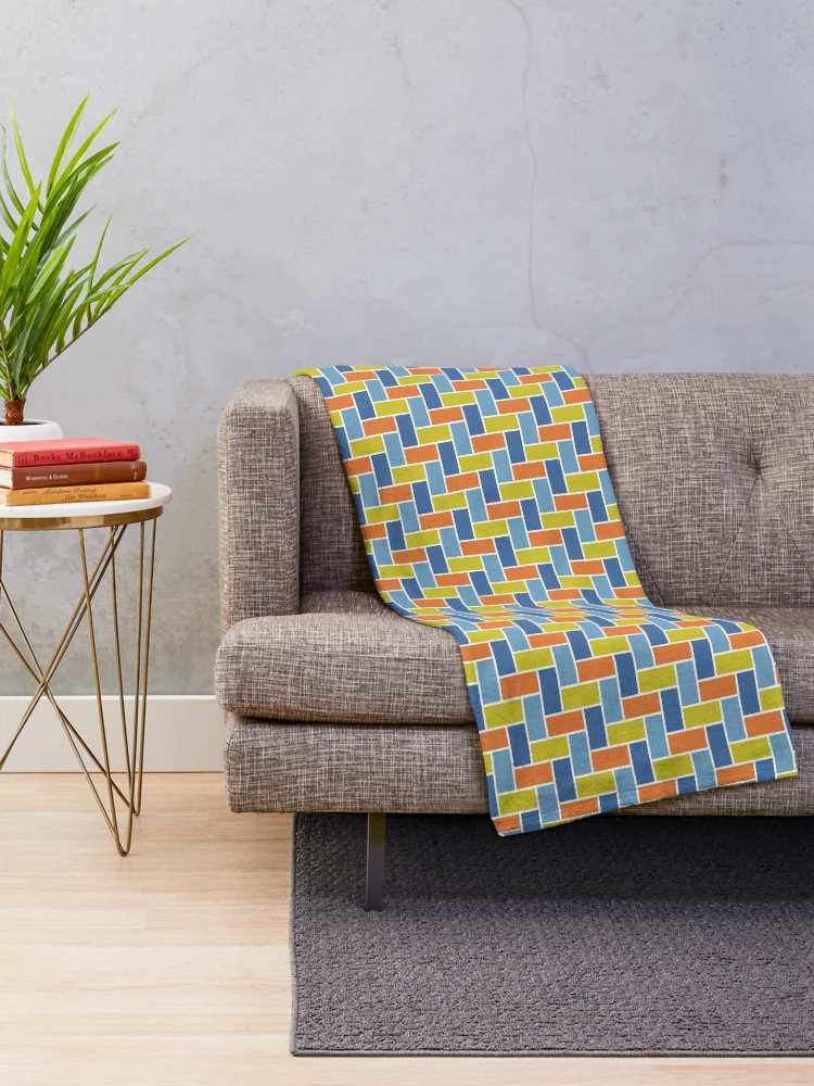 Thumbnail 2 of 6, Throw Blanket, Colorful Tile Pattern Variant designed and sold by PropRocket.