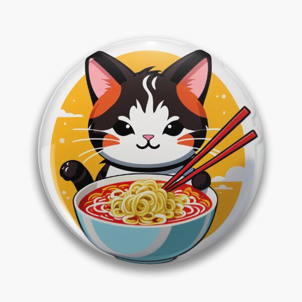Item preview, Cute Kawaii Cat Eating Ramen Sticker designed and sold by Carrymart.
