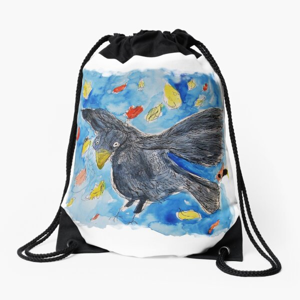 A Blackbird and His Little Friends Drawstring Bag