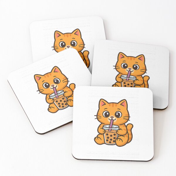 Item preview, Funny Orange Cat Drinking Bubble Tea – Cute Cartoon Boba Lover Cat designed and sold by MeowLaugh.