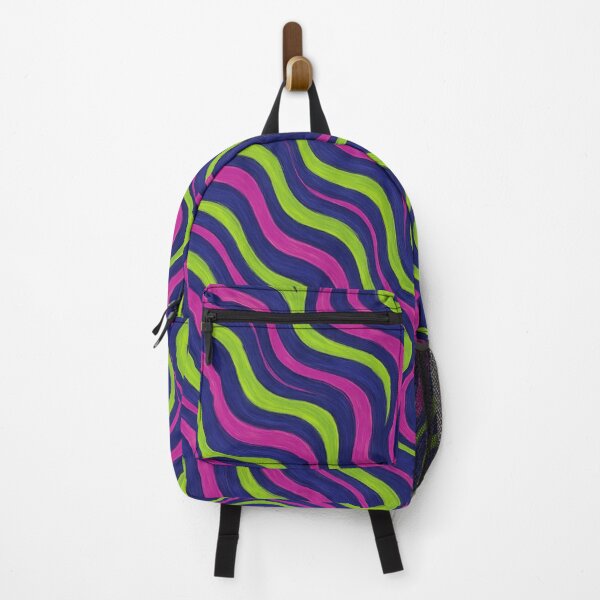 Item preview, retro pattern of waves of magenta, green and deep indigo designed and sold by Kristylynn757.