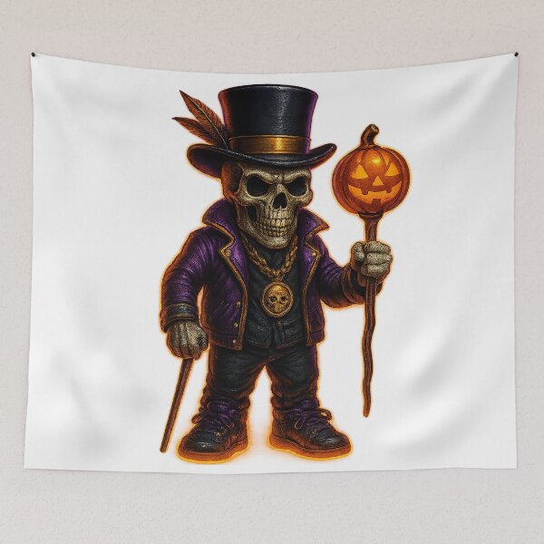 Item preview, Skull Gentleman with Pumpkin Staff designed and sold by FunnySignalStudio.