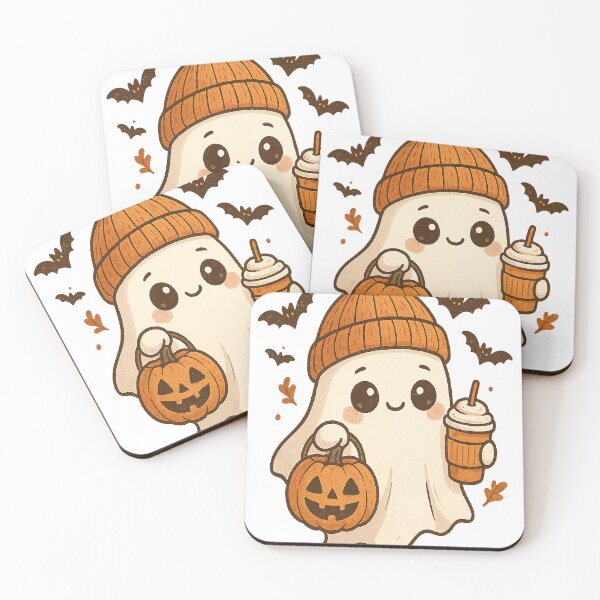 Item preview, “Cute Ghost with Pumpkin Spice & Jack-O’-Lantern — Cozy Halloween Shirt Design” designed and sold by alw951.