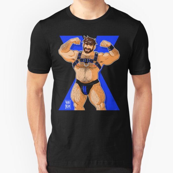 ADAM LIKES HARNESS - BLUE Slim Fit T-Shirt