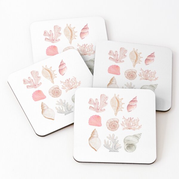 Item preview, Pink And White Sea Shells And Coral designed and sold by #SadieArt.