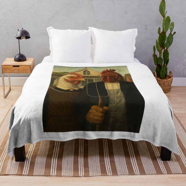 Item preview, American Gothic Chicken Parody – Funny Farm Animal Artwork designed and sold by FreshInkThreads.