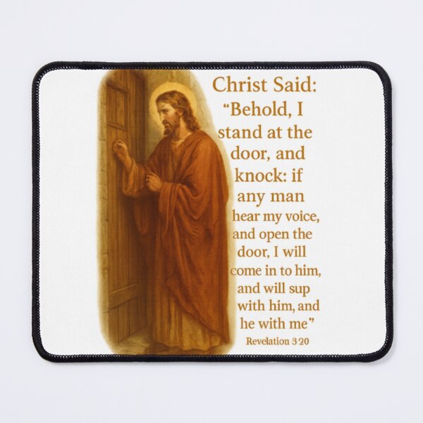 Item preview, Christ Said: Behold, I Stand at the Door and Knock – Revelation 3:20 | Golden Christian Artwork designed and sold by GogoVibes.