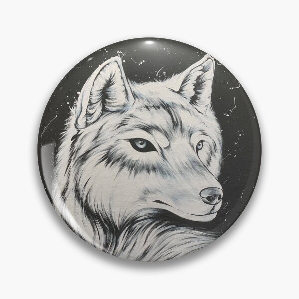 Item preview, Wolf with white drip - Black and white acrylic on Canvas designed and sold by HBOriginalsArt.