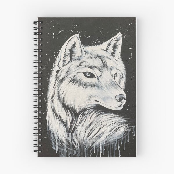 Item preview, Wolf with white drip - Black and white acrylic on Canvas designed and sold by HBOriginalsArt.