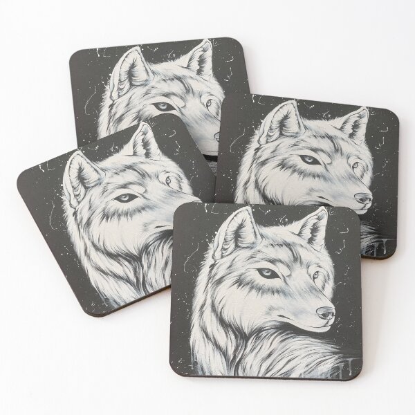 Item preview, Wolf with white drip - Black and white acrylic on Canvas designed and sold by HBOriginalsArt.