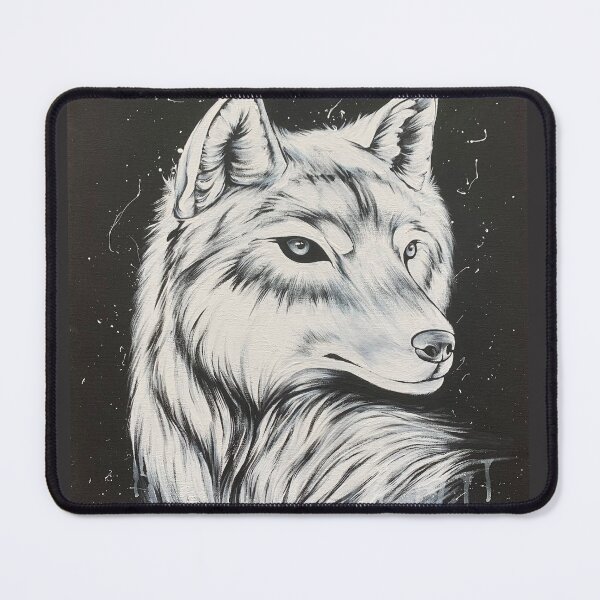 Item preview, Wolf with white drip - Black and white acrylic on Canvas designed and sold by HBOriginalsArt.