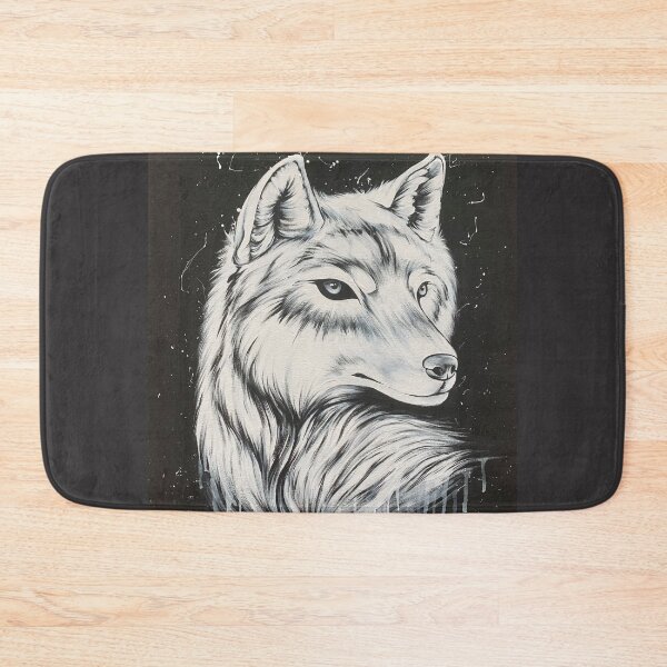 Item preview, Wolf with white drip - Black and white acrylic on Canvas designed and sold by HBOriginalsArt.
