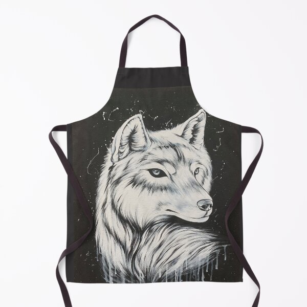 Item preview, Wolf with white drip - Black and white acrylic on Canvas designed and sold by HBOriginalsArt.