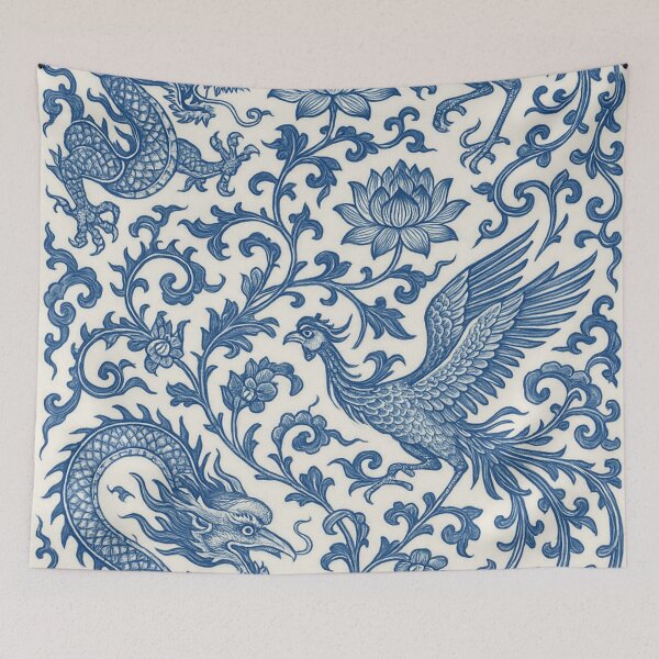 Item preview, Ming dynasty style Chinese dragon and pheonix with lotus pattern designed and sold by Kristylynn757.