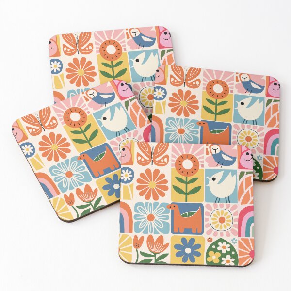 Artikelvorschau, Retro Folk Art Flowers and Animals Pattern entworfen und verkauft von Timegraf.