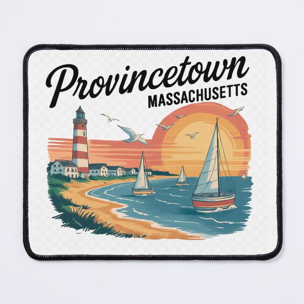 Item preview, Provincetown Massachusetts Vintage Lighthouse & Sailboats – Nautical Coastal Art Design designed and sold by GRAPHIX444.