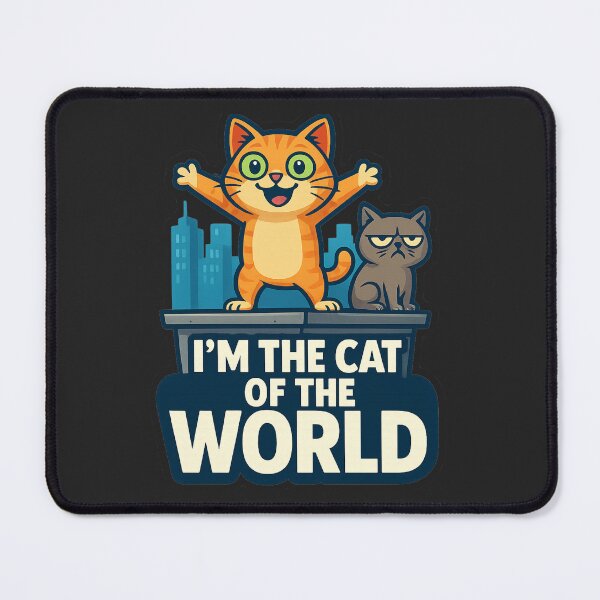 Item preview, Orange Cat on Skyscraper | “I’m the Cat of the World” Quote with Grumpy Cat designed and sold by All Creative Designer.