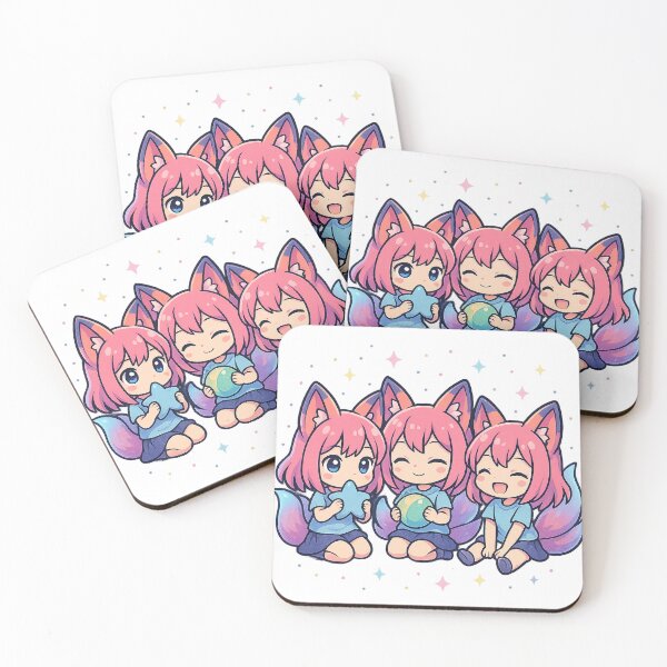 Item preview, Chibi Fox Spirit Trio | Kawaii Anime Friends designed and sold by BubblyINK.