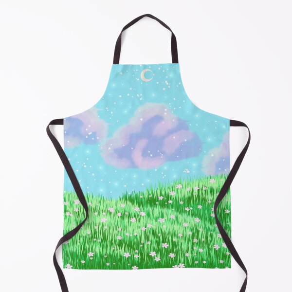 Item preview, Flower field with dreamy clouds and crescent moon designed and sold by hseart.
