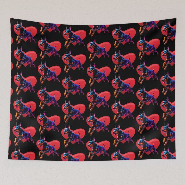 Item preview, Neon Colorful Dobermann Illustration designed and sold by wickedcartoons.